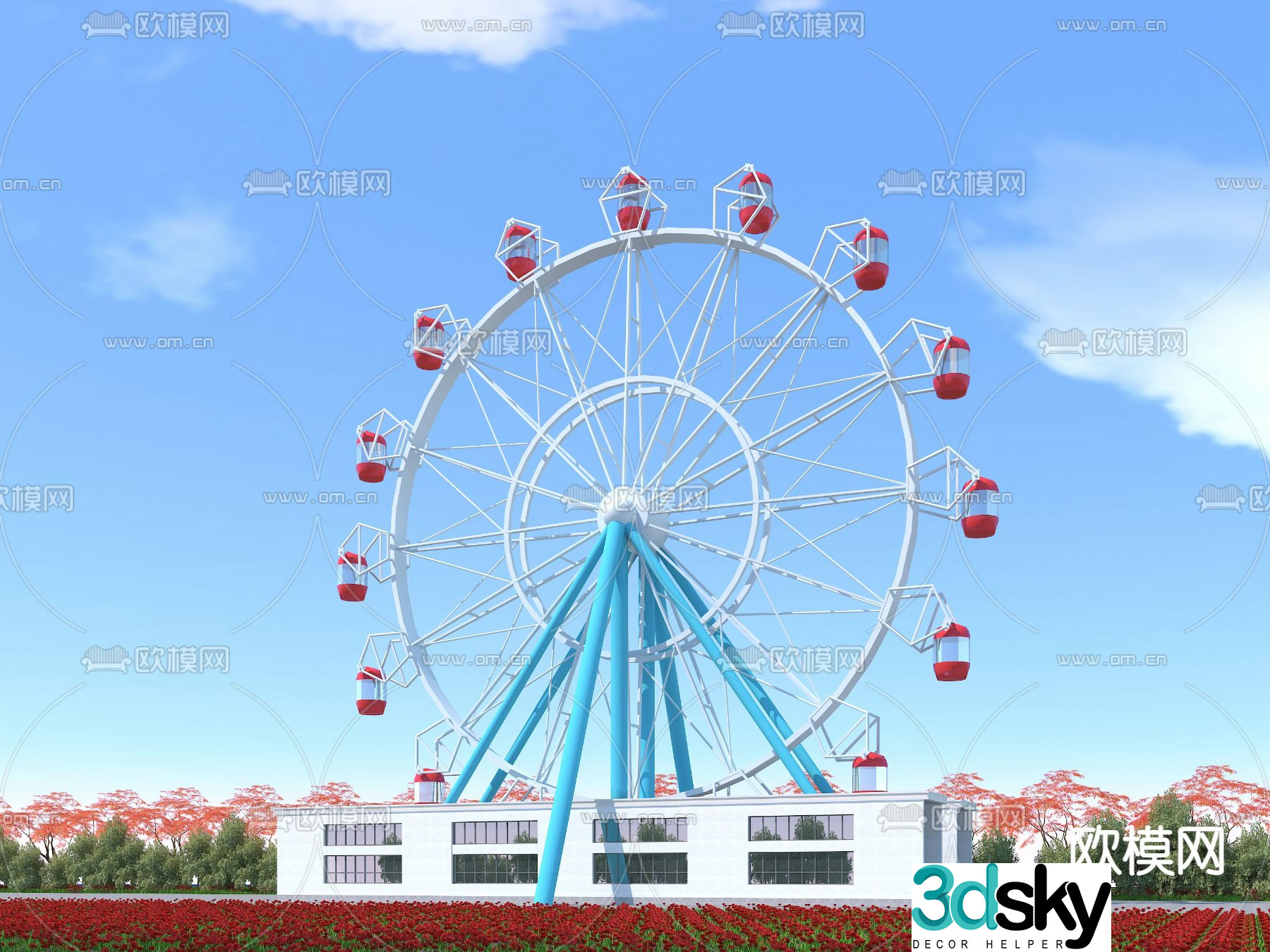Modern ferris wheel 3d model