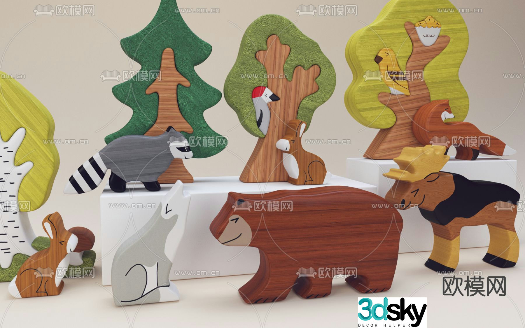 Modern animal toy display ornaments 3d model