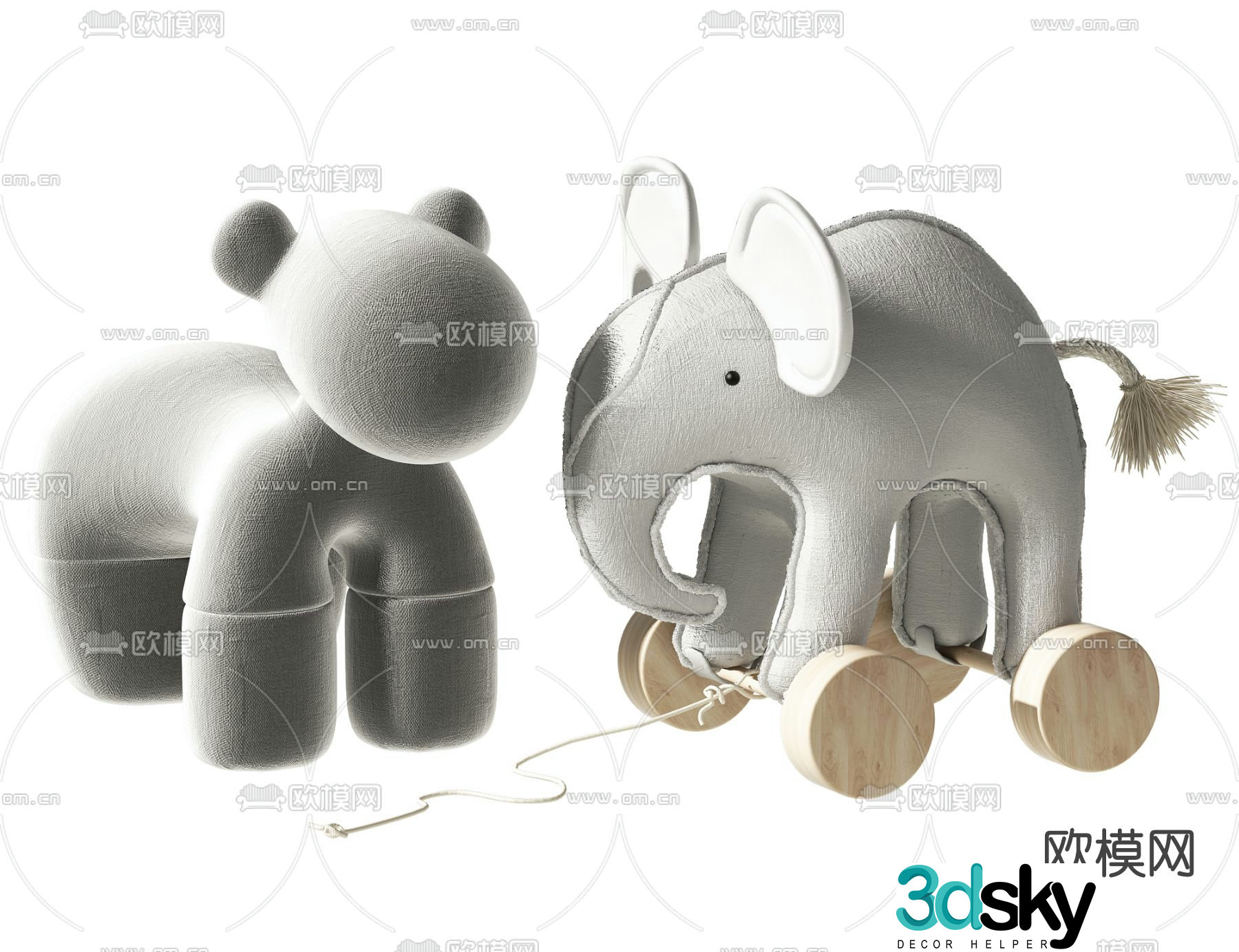 Modern fabric animal children’s stool 3d model