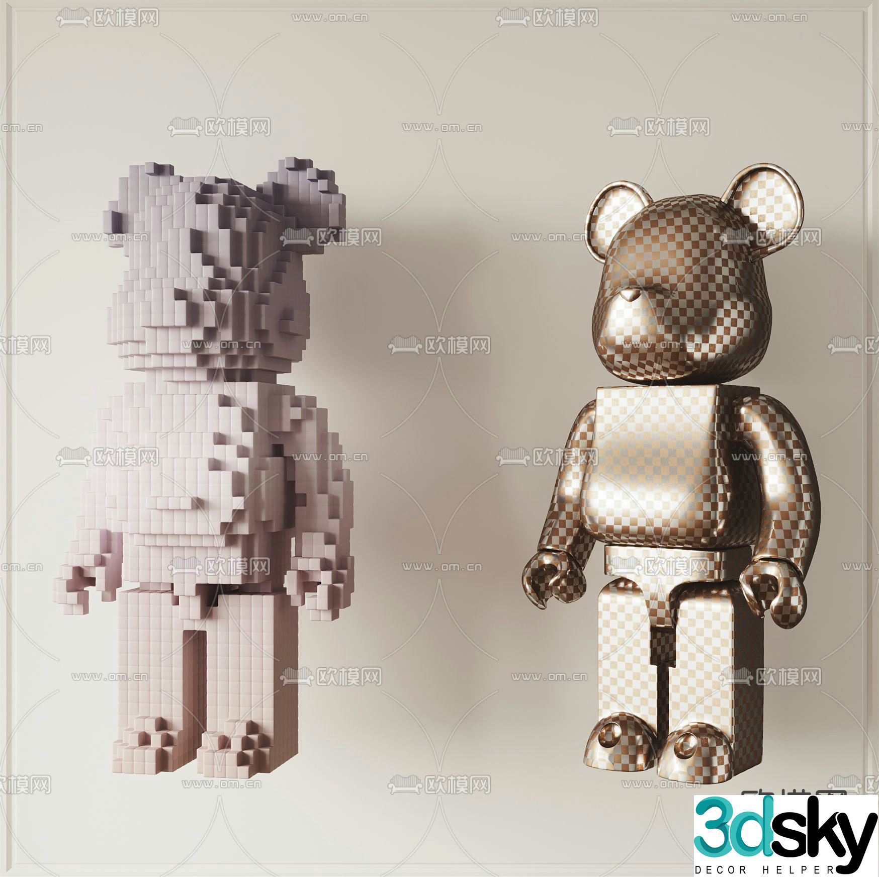 Modern violent bear doll toy 3d model