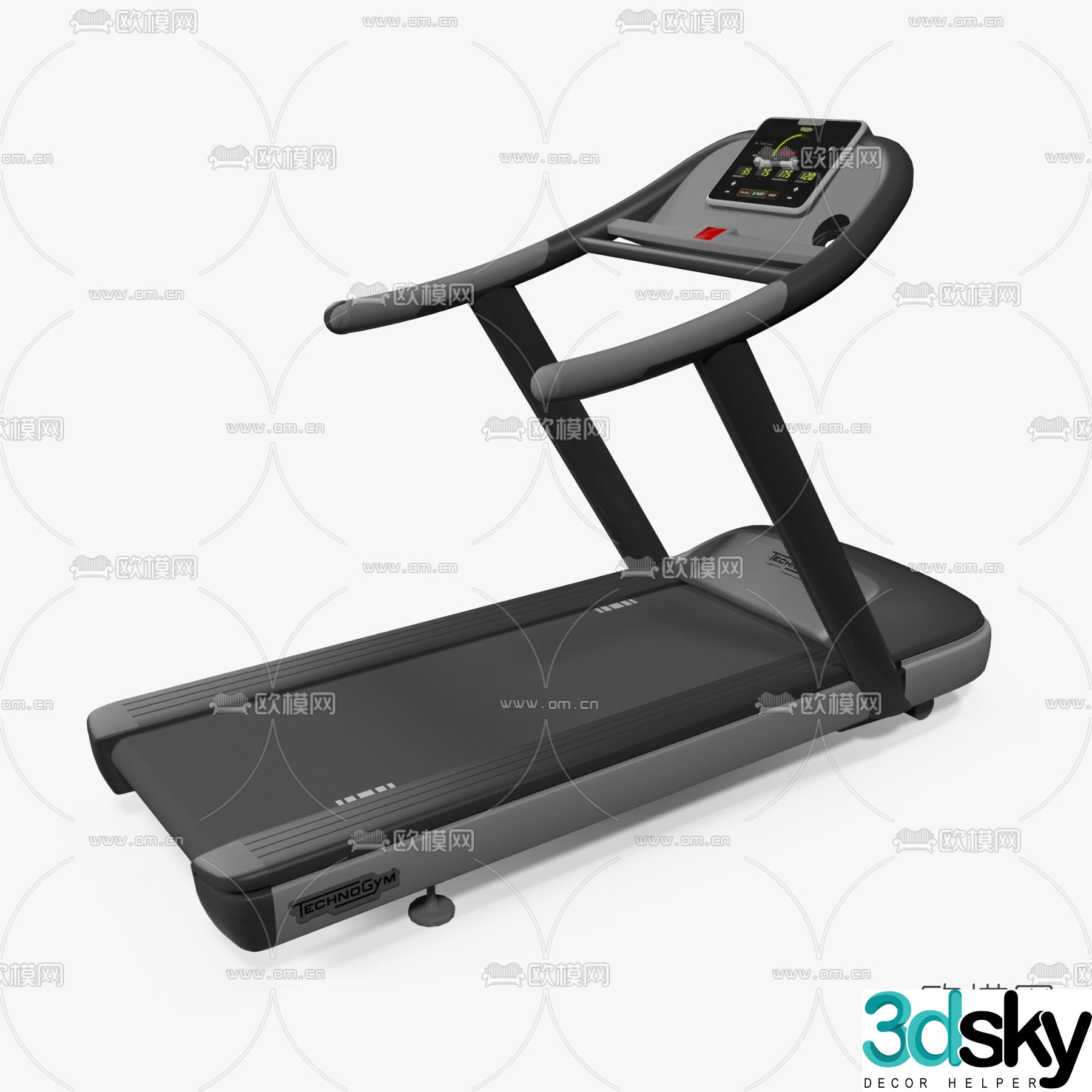 Modern treadmill free 3d model