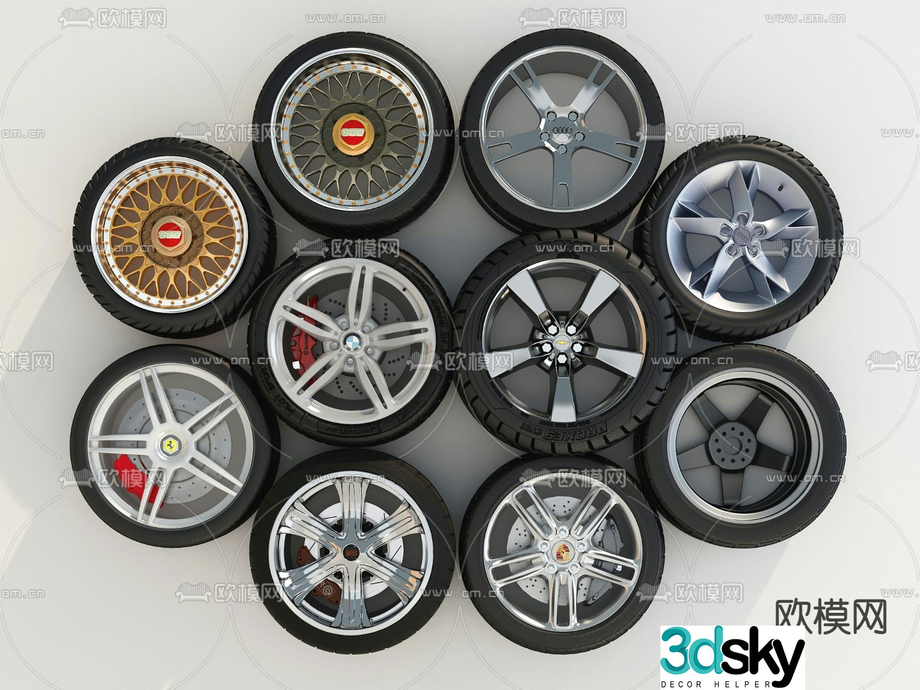 Modern car tire wheels 3d model