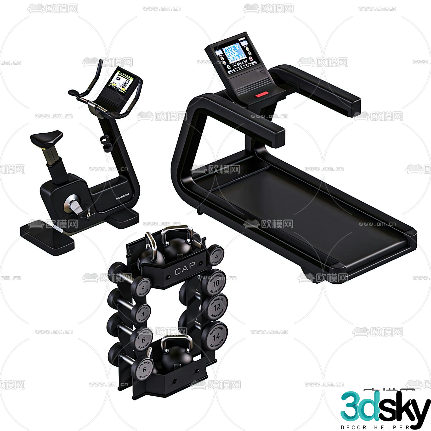 Modern treadmill 3d model
