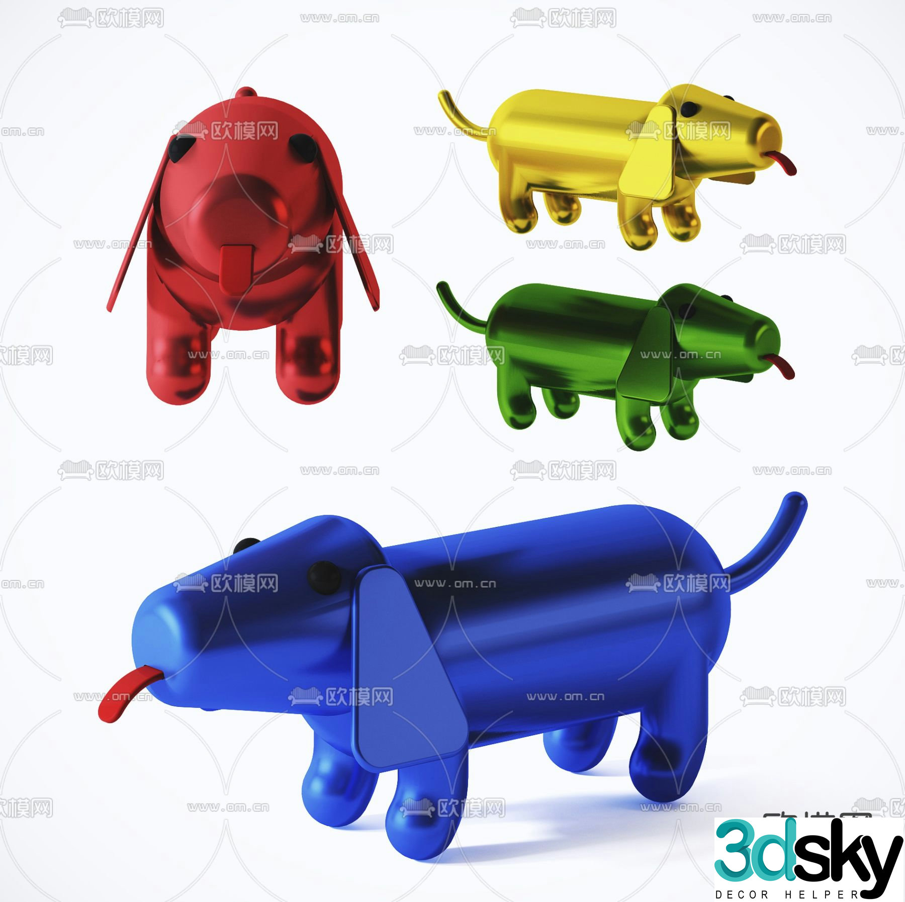 Modern dachshund dog toy 3d model