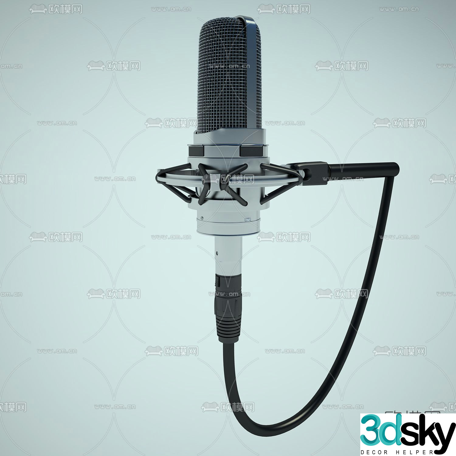 Modern broadcast microphone free 3d model