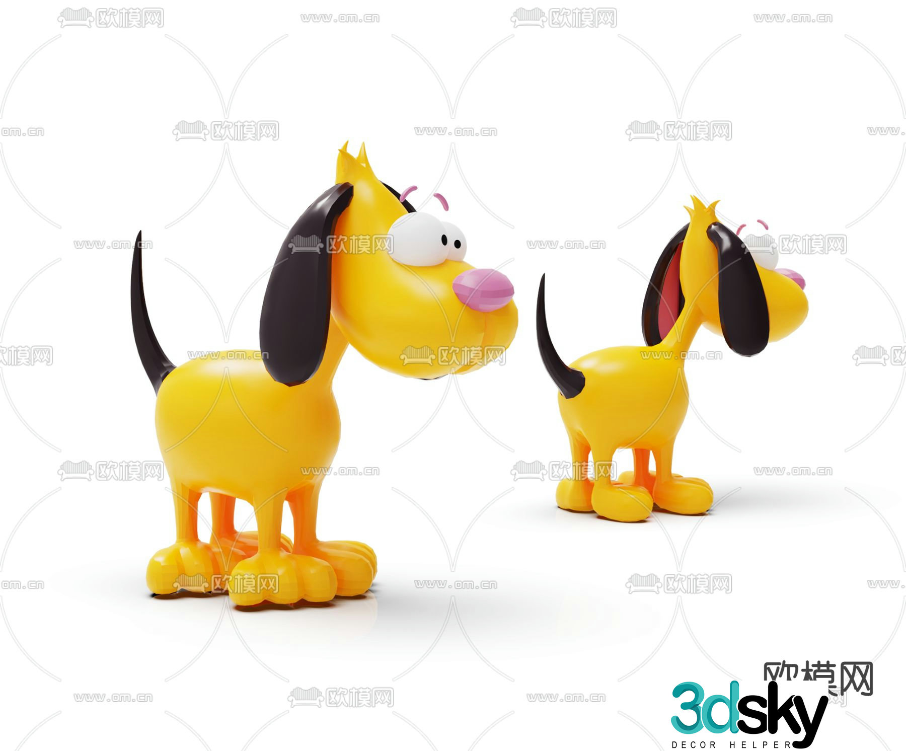 Modern little yellow dog doll 3d model