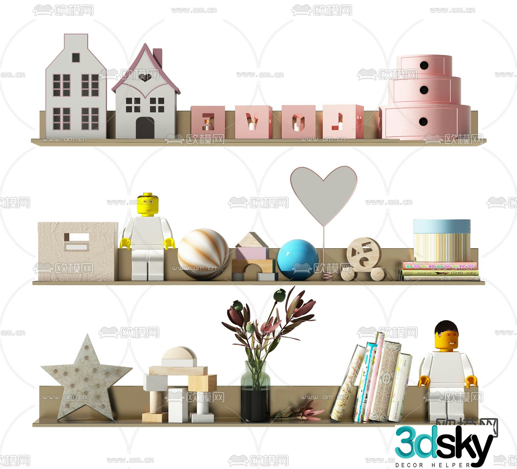 Modern children’s toys books ornaments 3d model