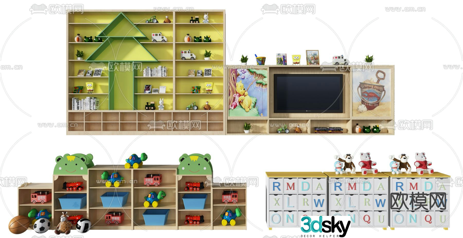 Modern children’s locker decorative cabinet 3d model
