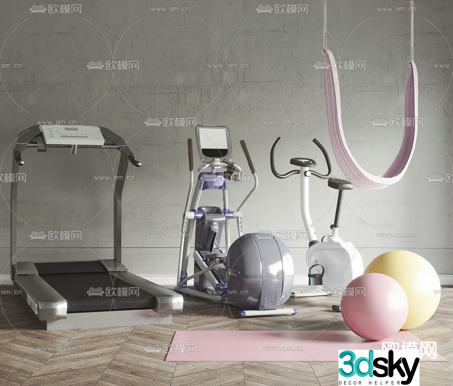 Modern fitness equipment 3d model
