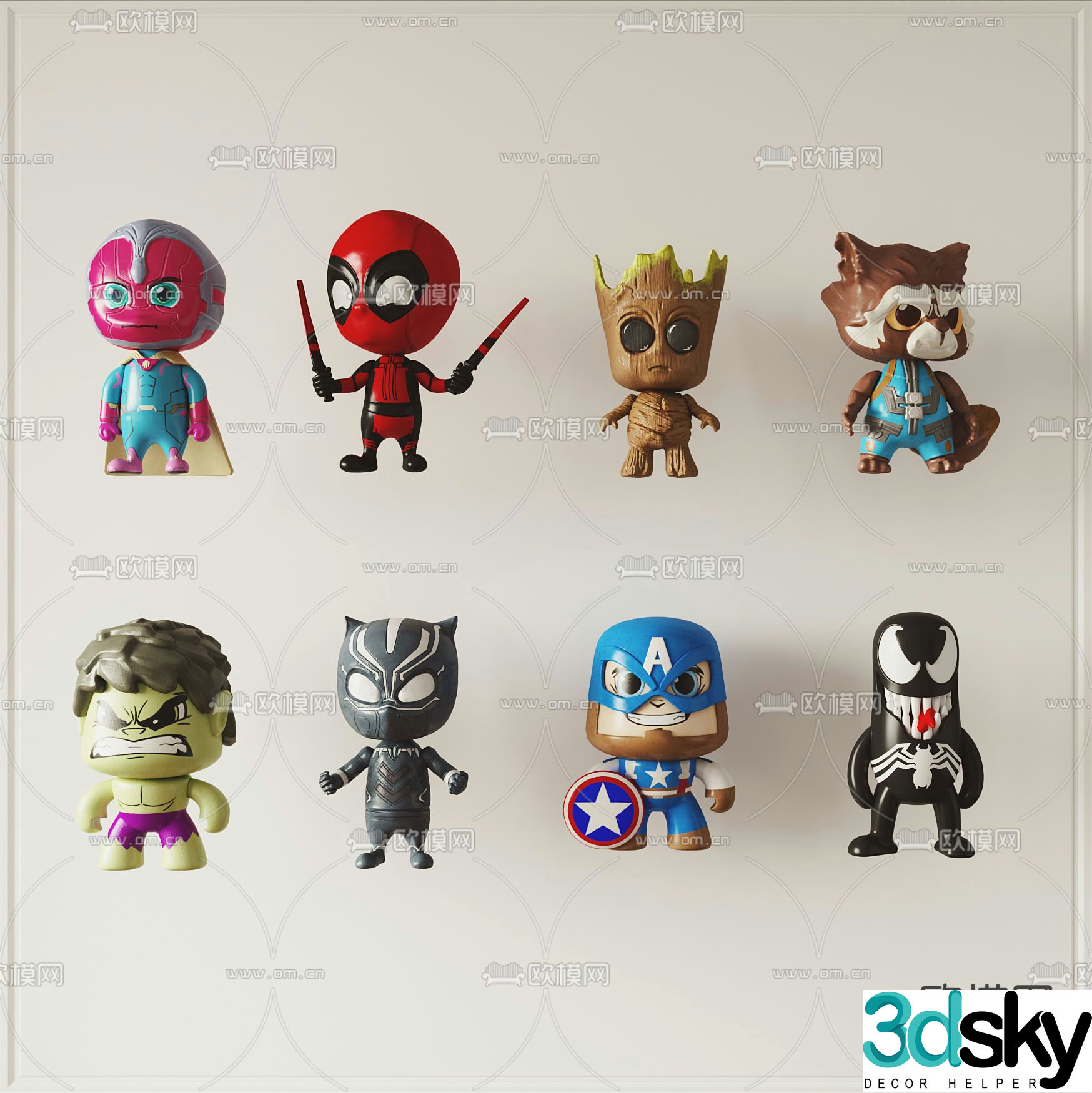 Modern Marvel Q version doll 3D model