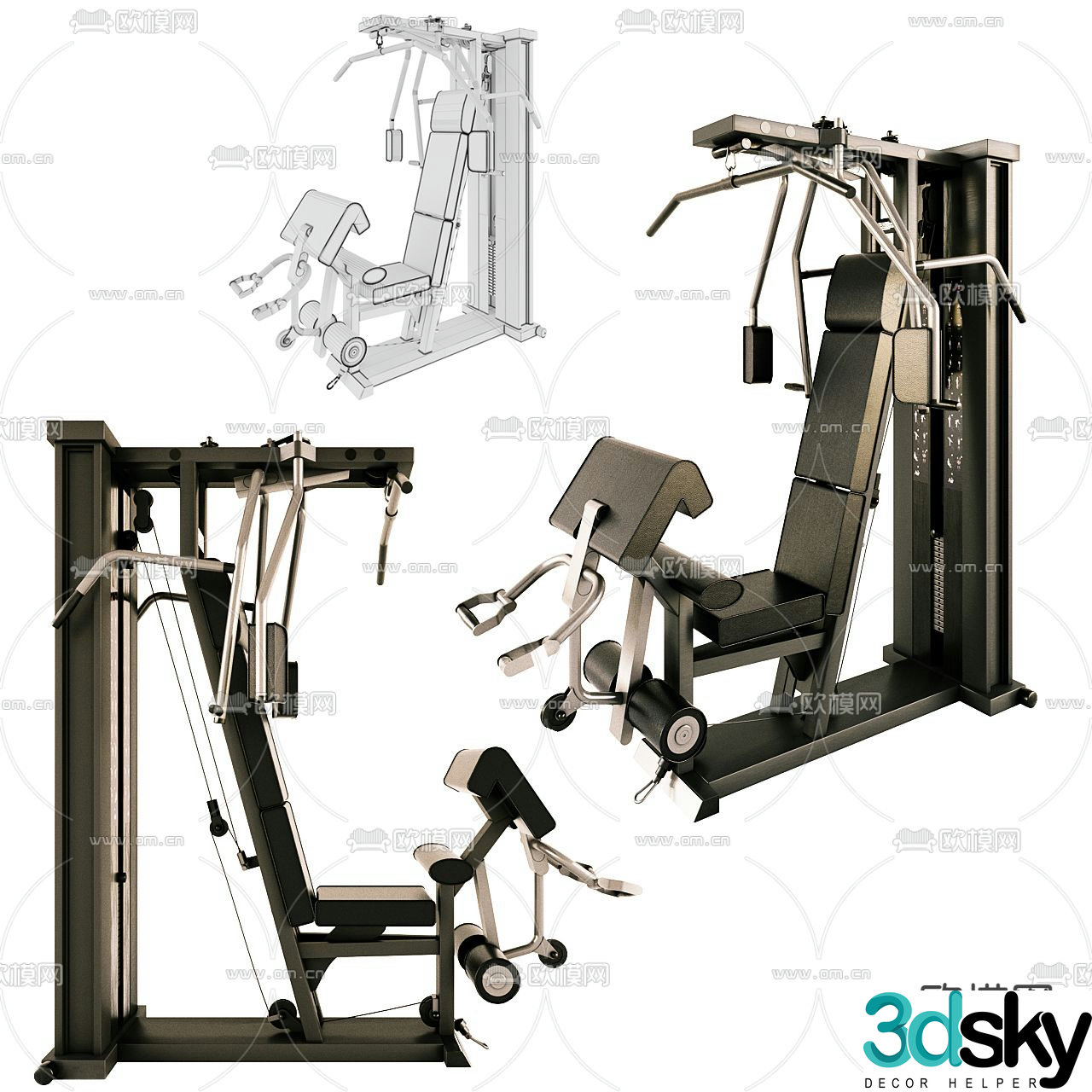 Modern fitness equipment 3d model