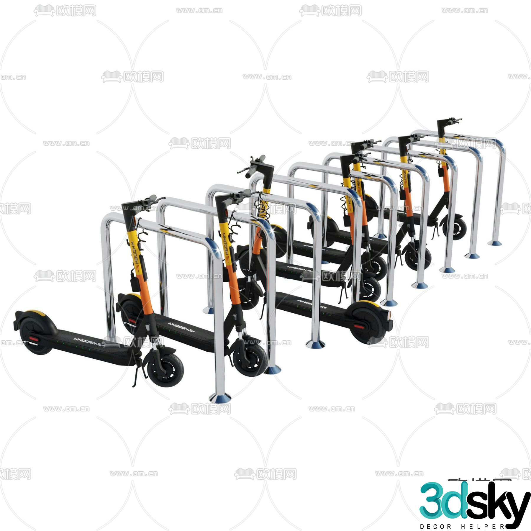 Modern electric scooter bicycle 3d model