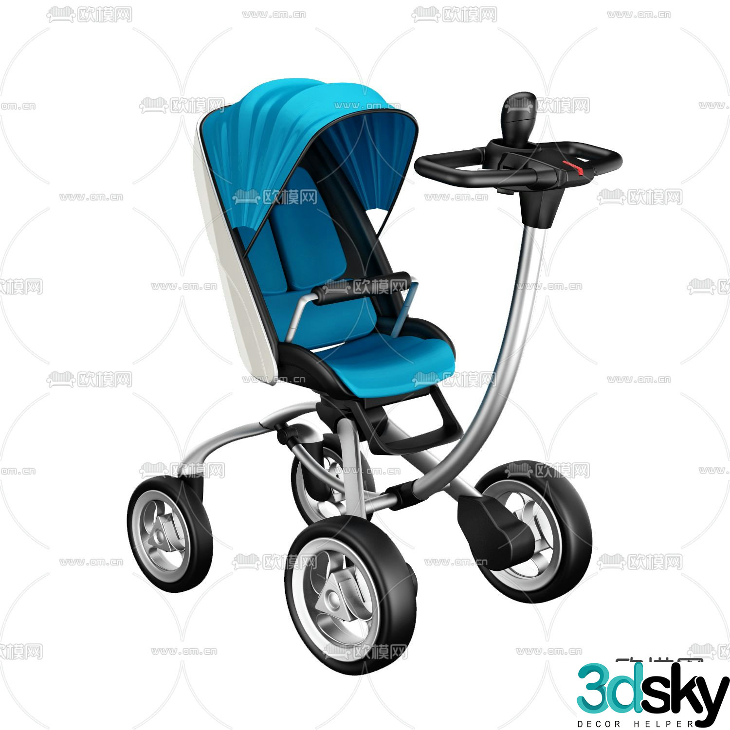 Modern baby stroller 3d model