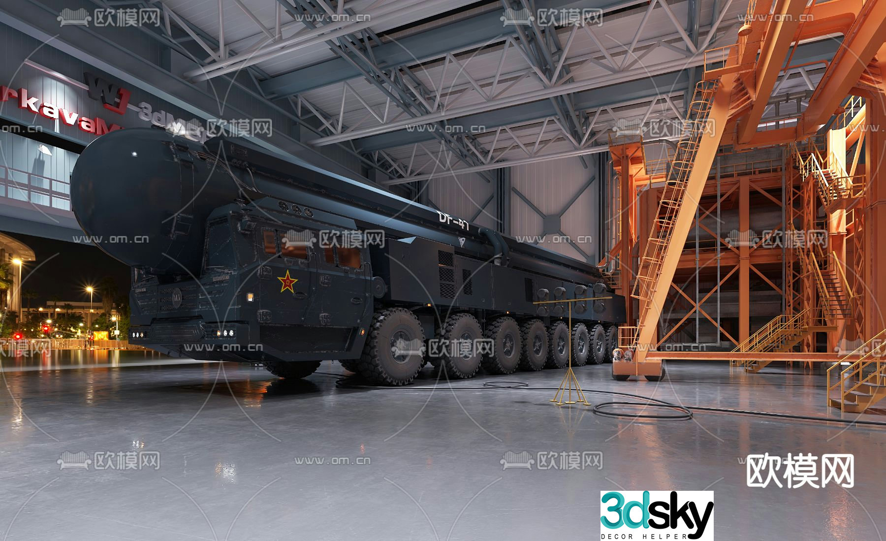 Modern Dongfeng missile military weapon 3d model