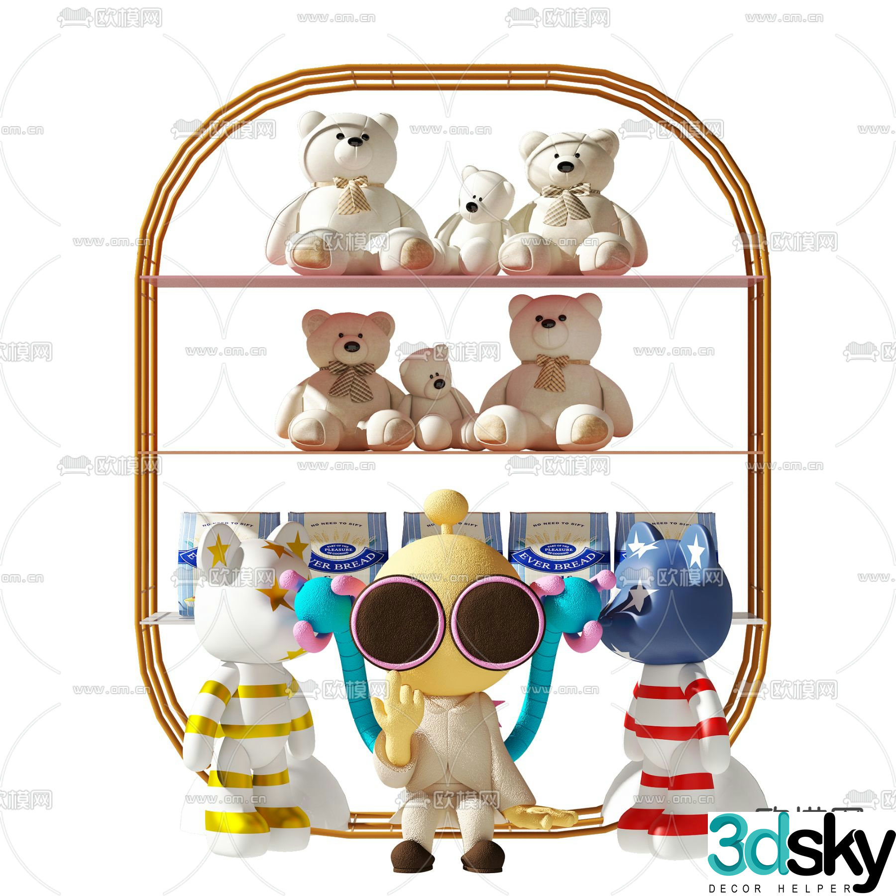Modern bear plush toy 3d model