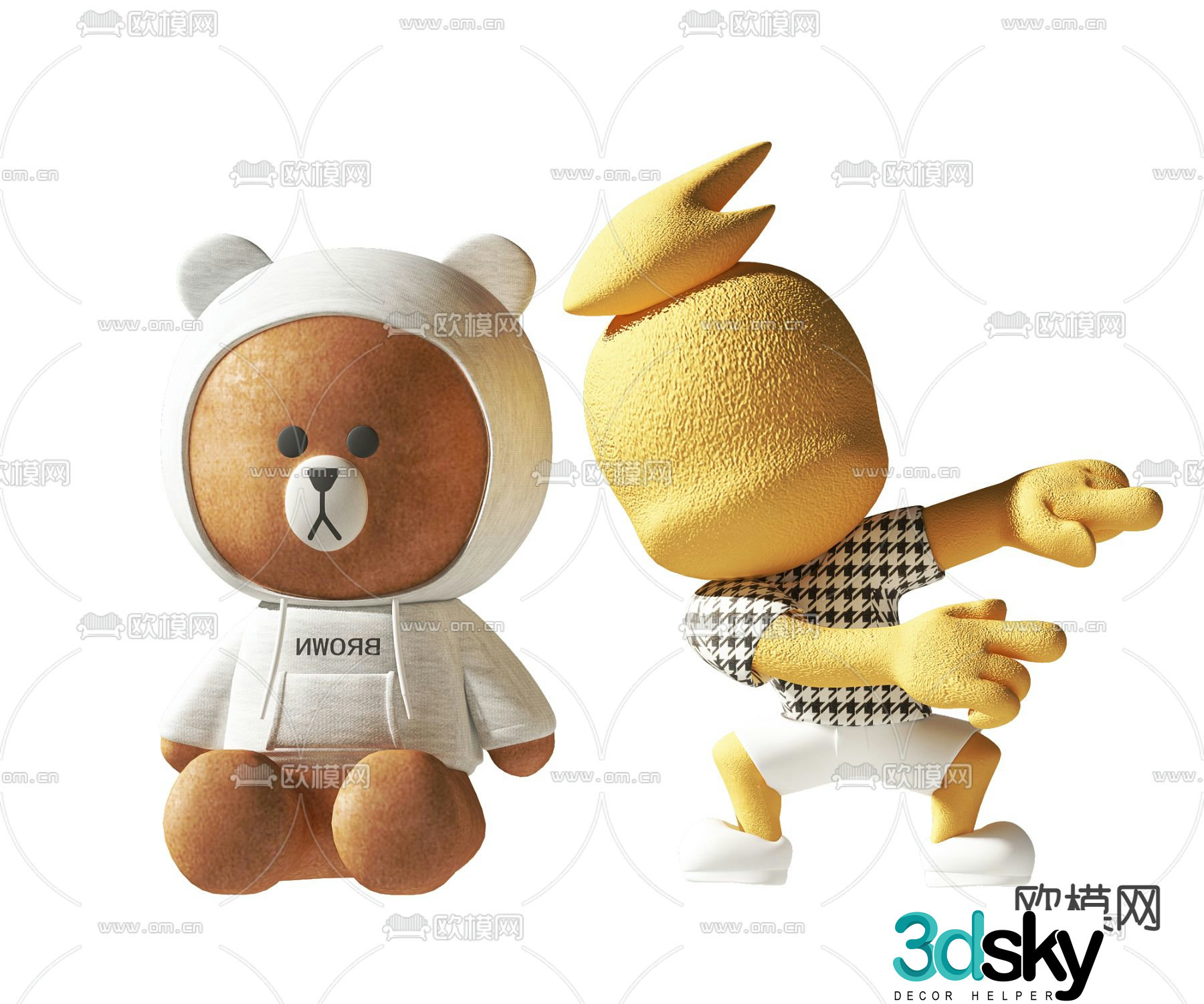 Modern bear plush toy 3d model