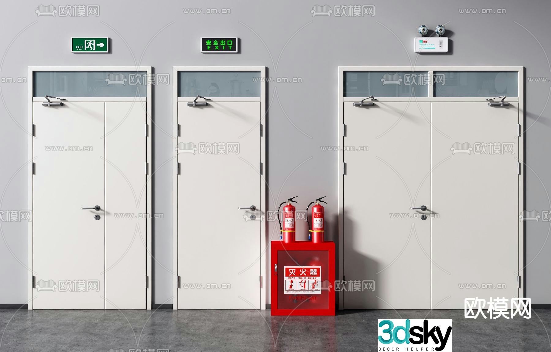 Modern fire door fire door safety door 3d model