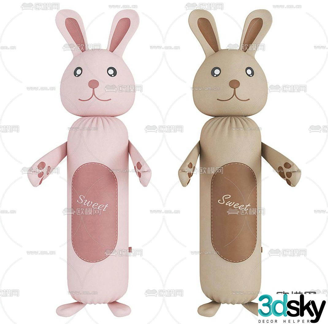 Modern bunny stuffed toy 3d model