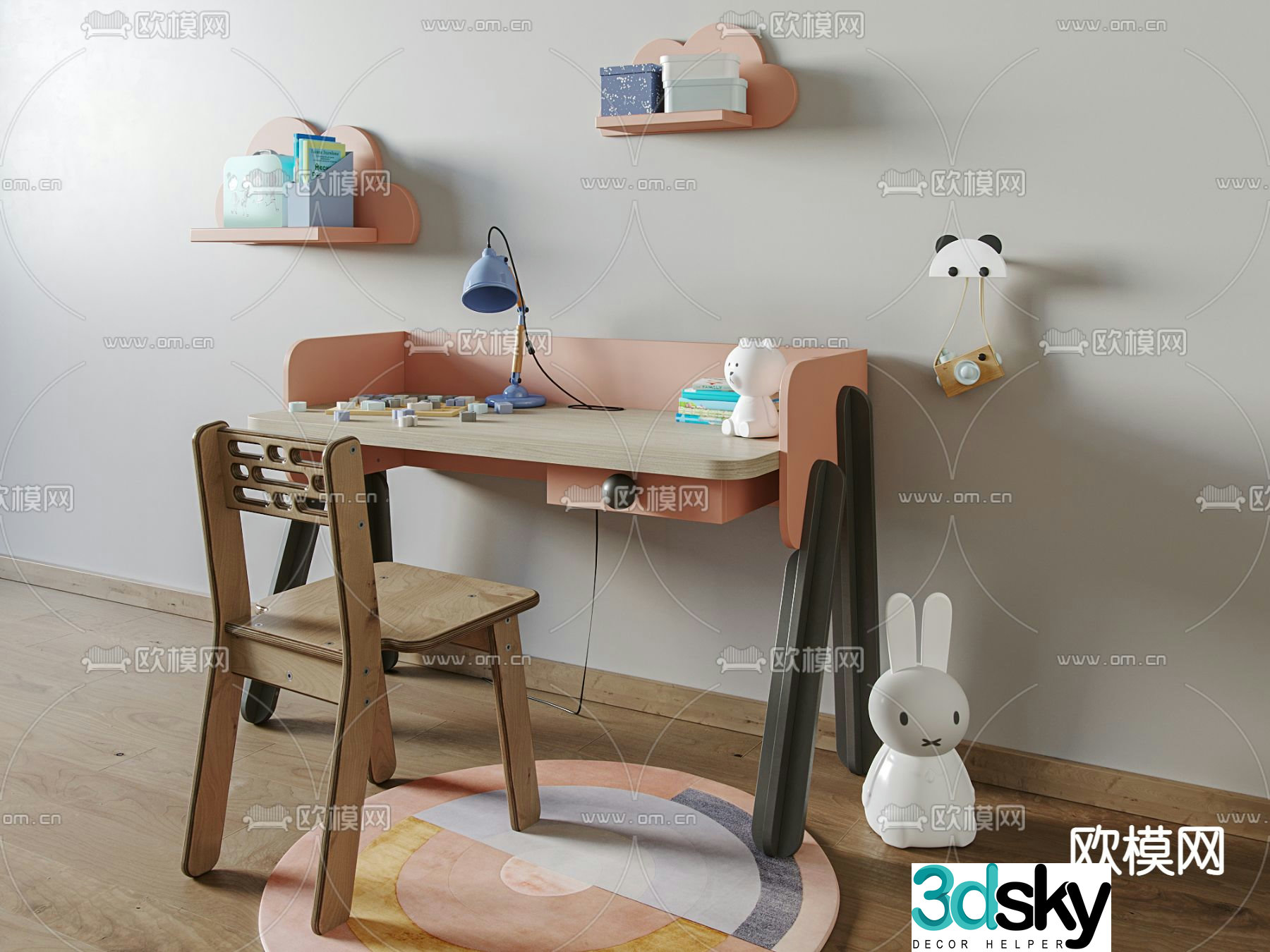 Modern children’s desk chair 3d model