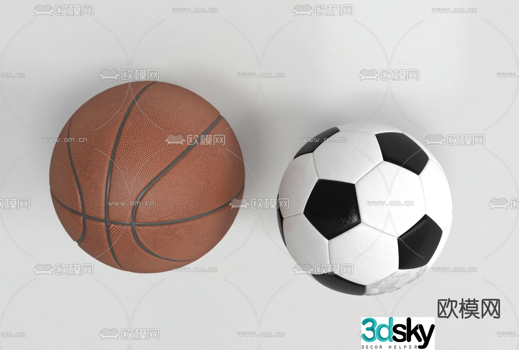 Modern basketball football free 3d model