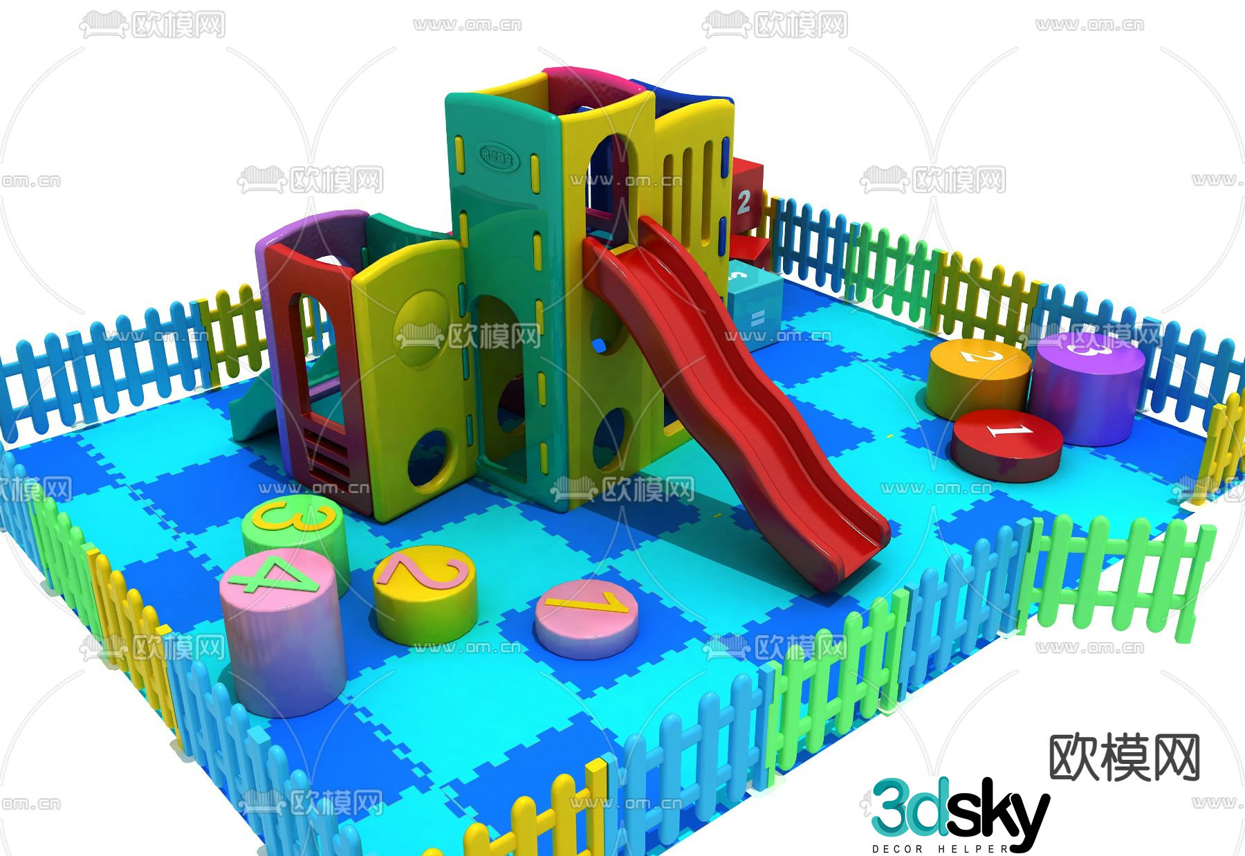 Modern children's slide amusement equipment 3d model