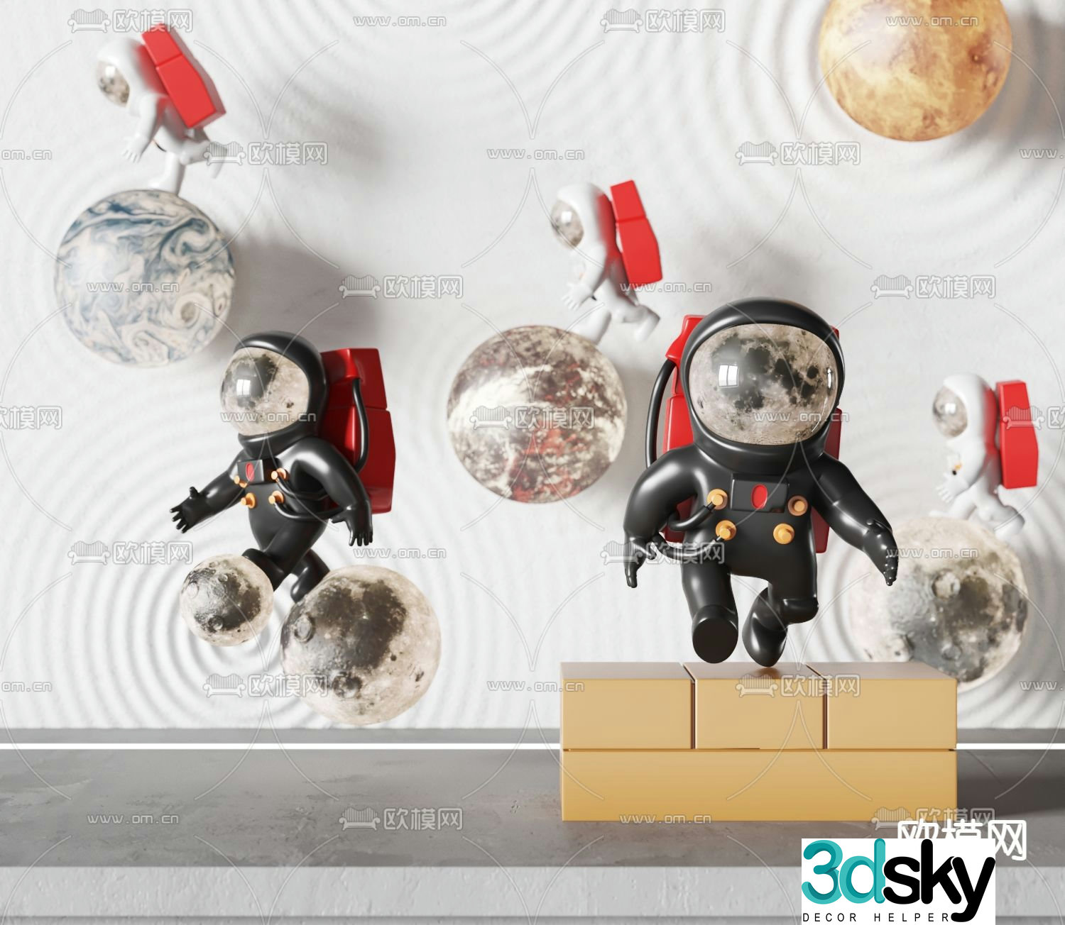 Modern astronaut figurine 3D model