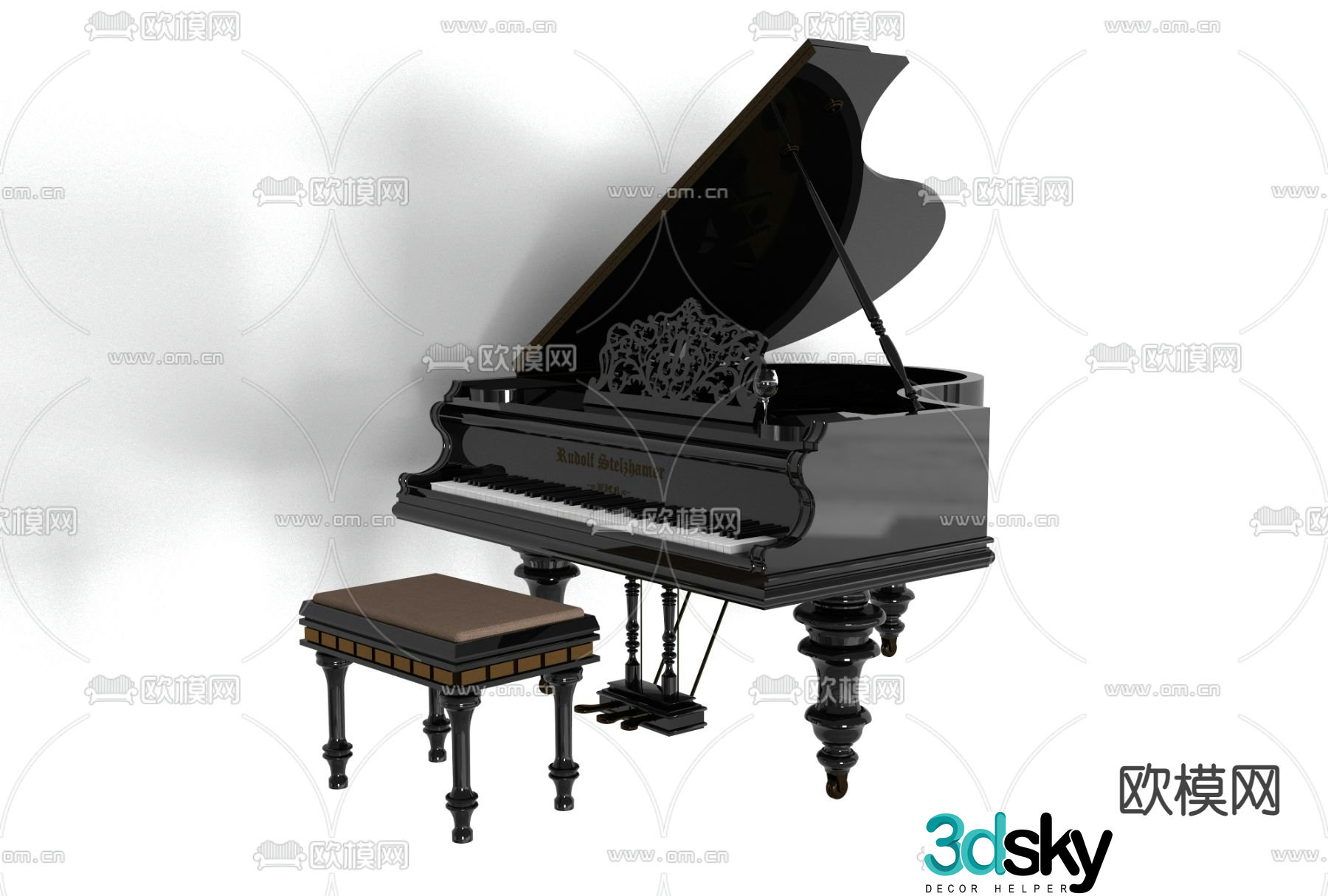 American piano free 3d model