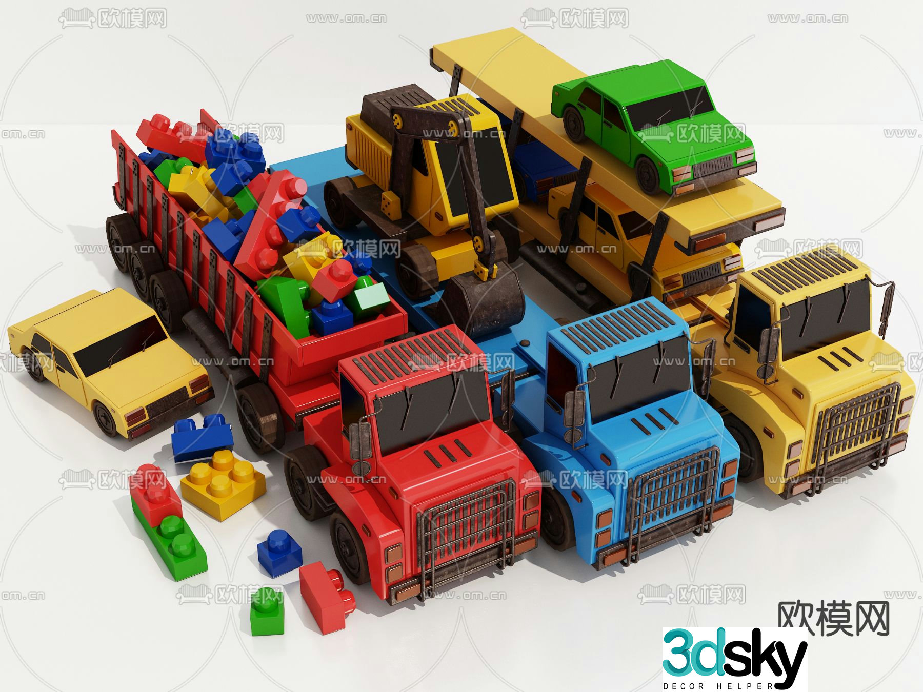 Modern children’s building block toy car 3d model