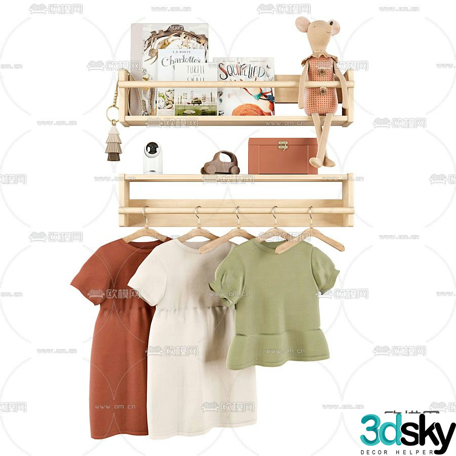 Modern children’s clothes clothing hanger 3d model