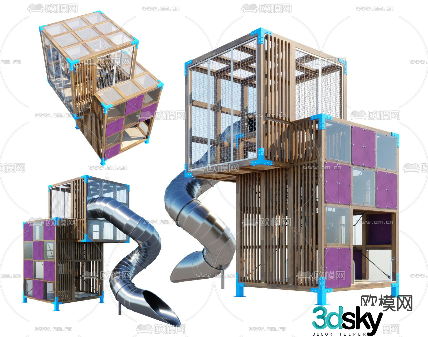 Modern children's slide ride 3d model