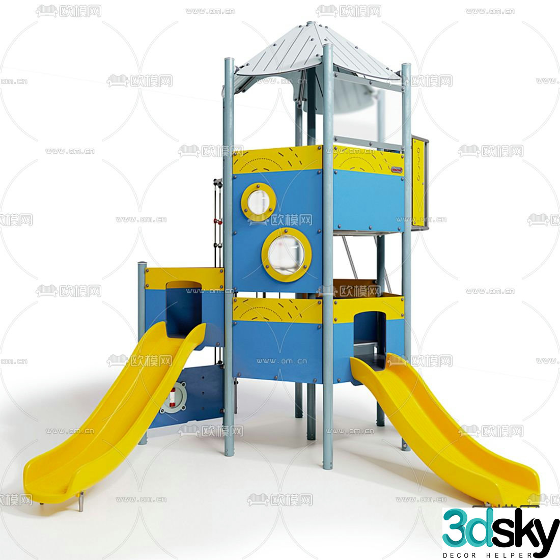 Modern children's slide entertainment facility 3D model