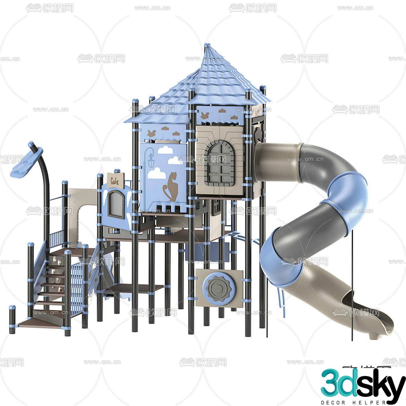 Modern children's slide amusement equipment 3d model