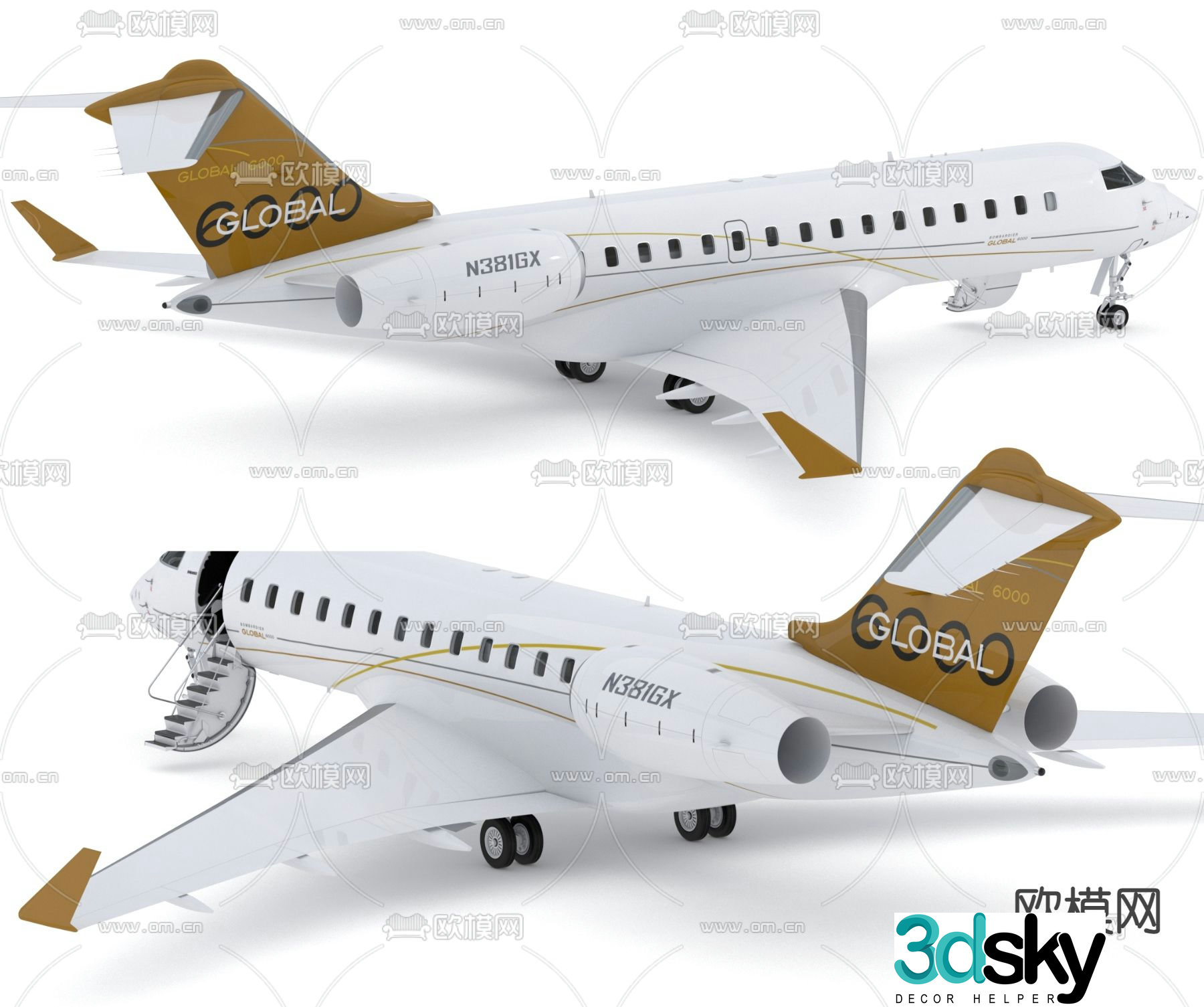 Modern civil aviation airliner aircraft 3d model