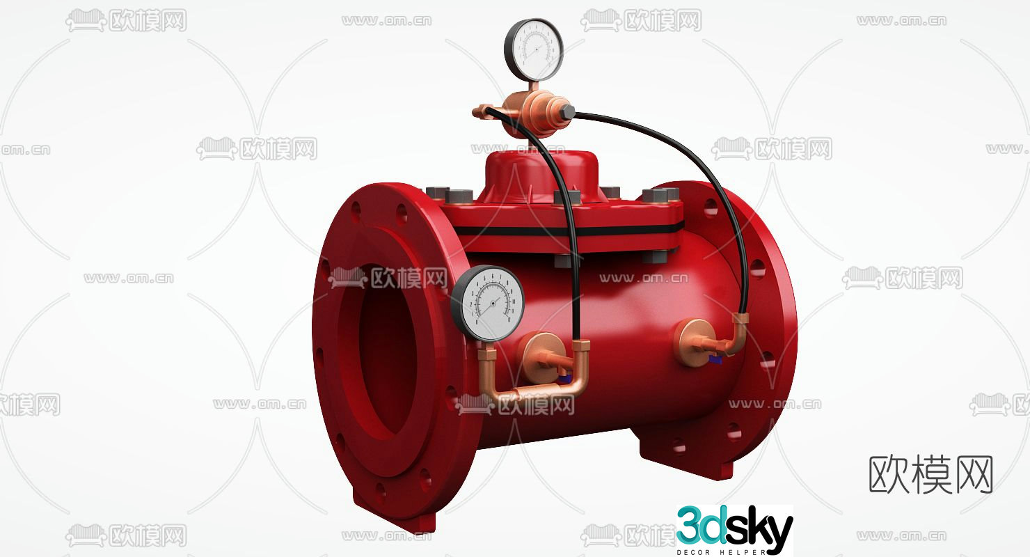 Modern industrial pipes free 3d model