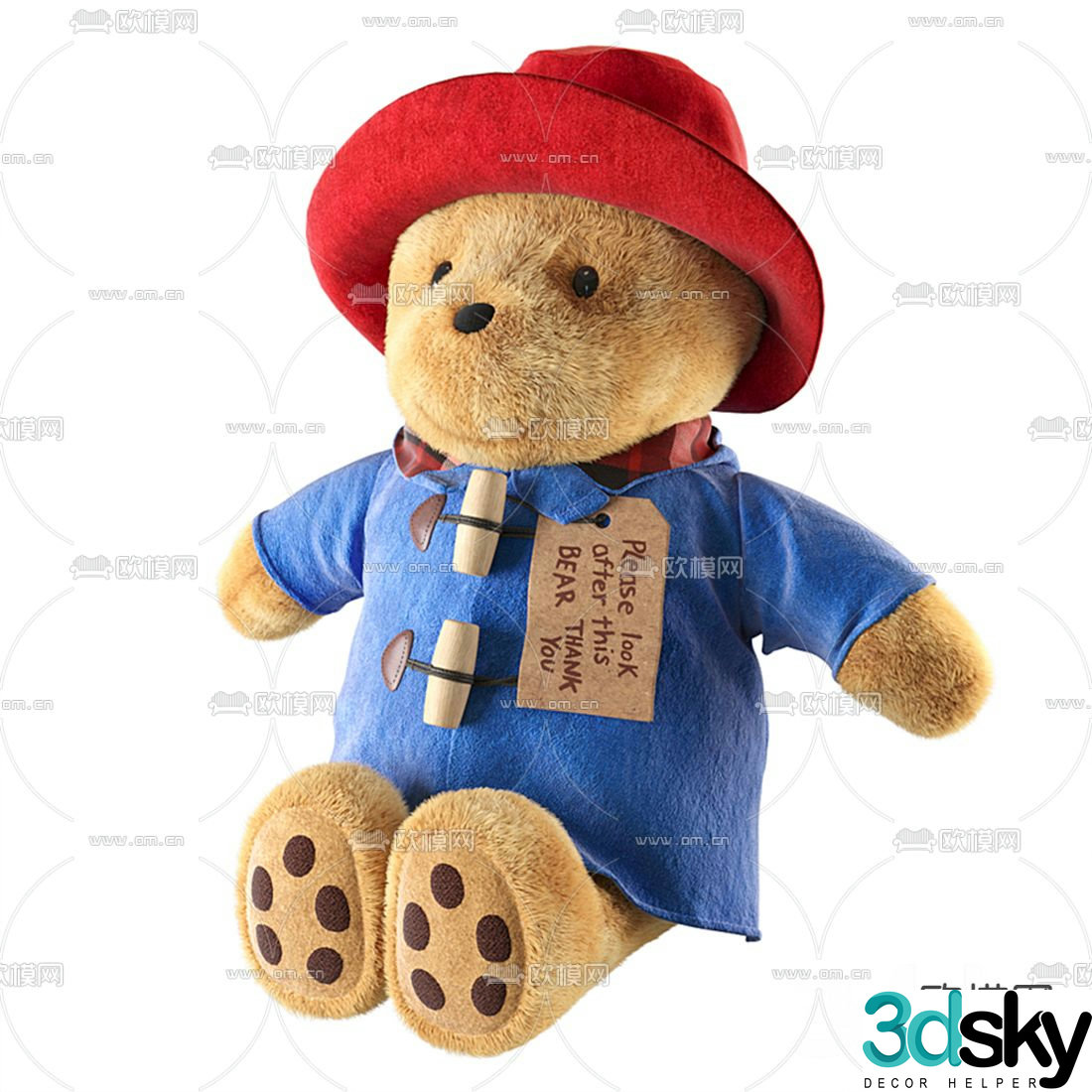 Modern bear plush toy doll 3d model