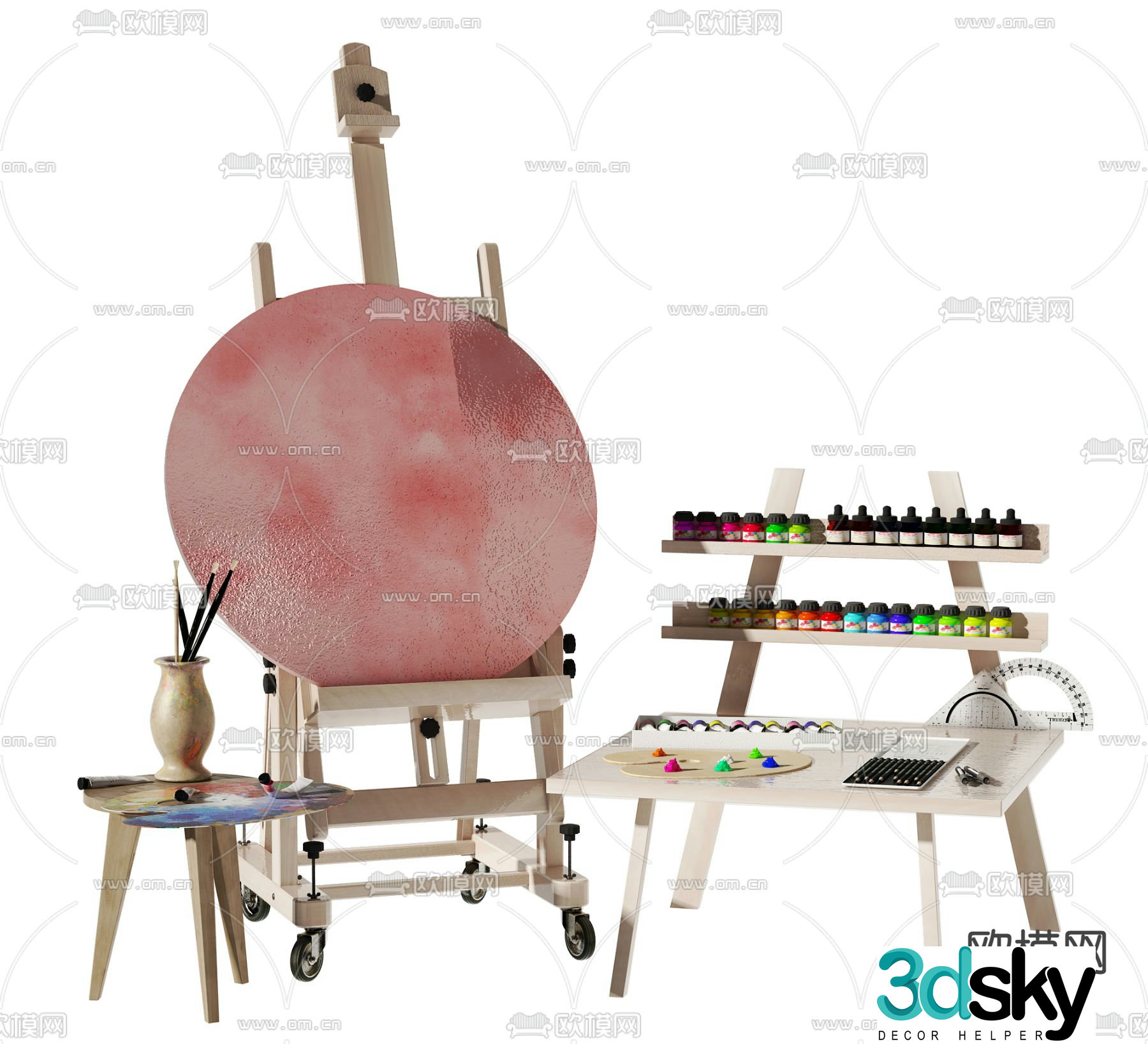 Modern picture frame easel paint 3d model