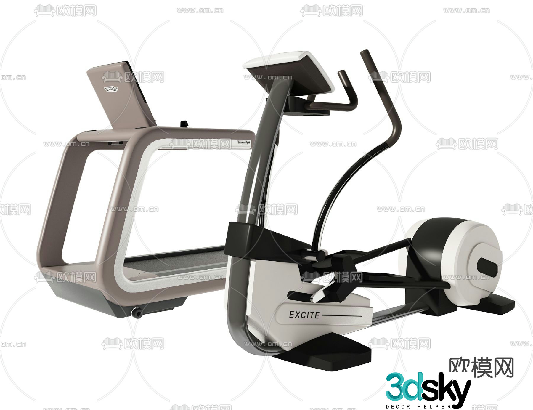 Modern fitness treadmill 3d model
