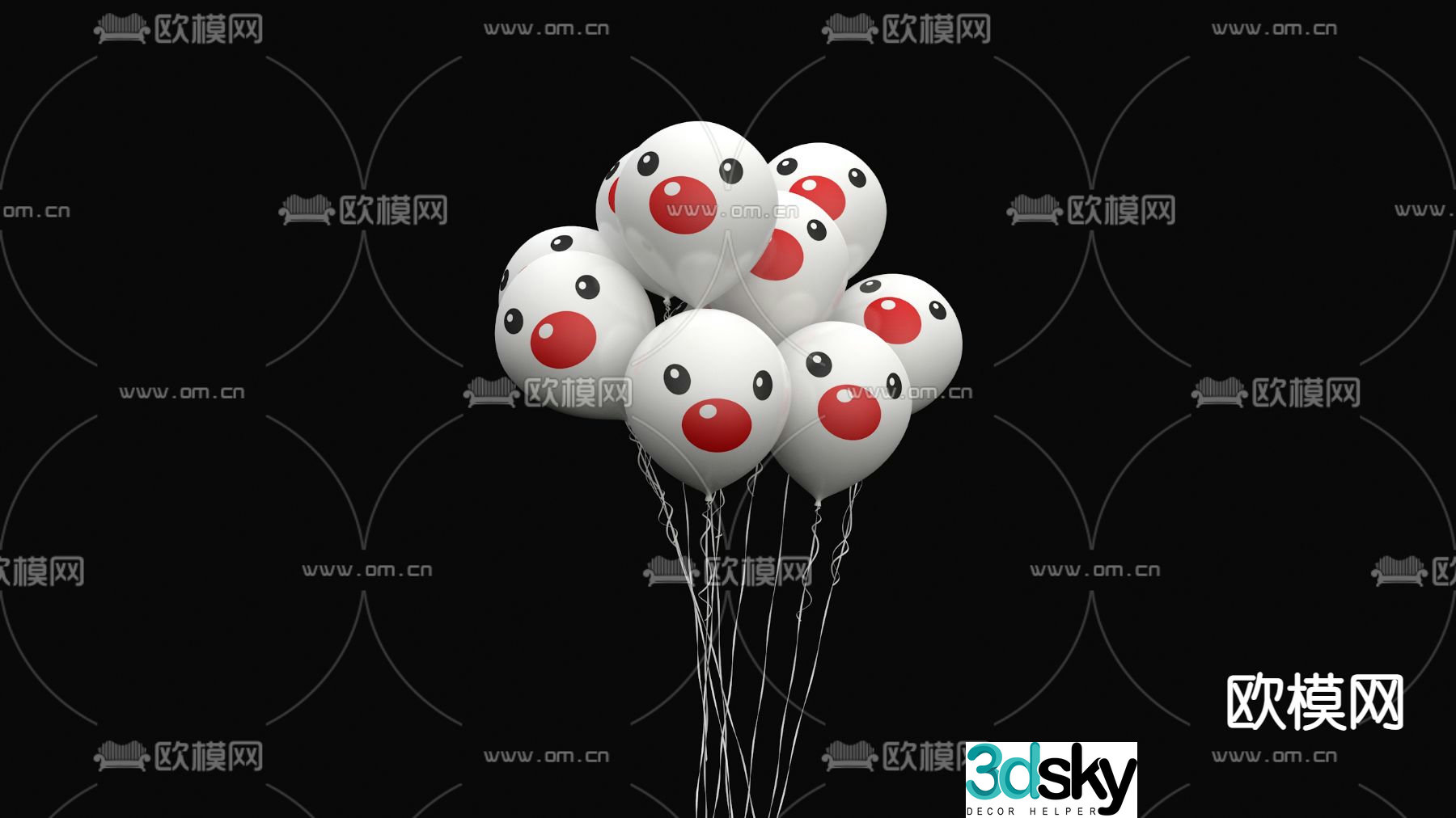 Modern clown balloon toy 3d model