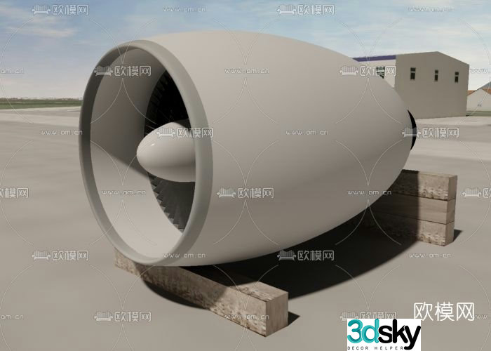Modern aircraft engine free 3d model
