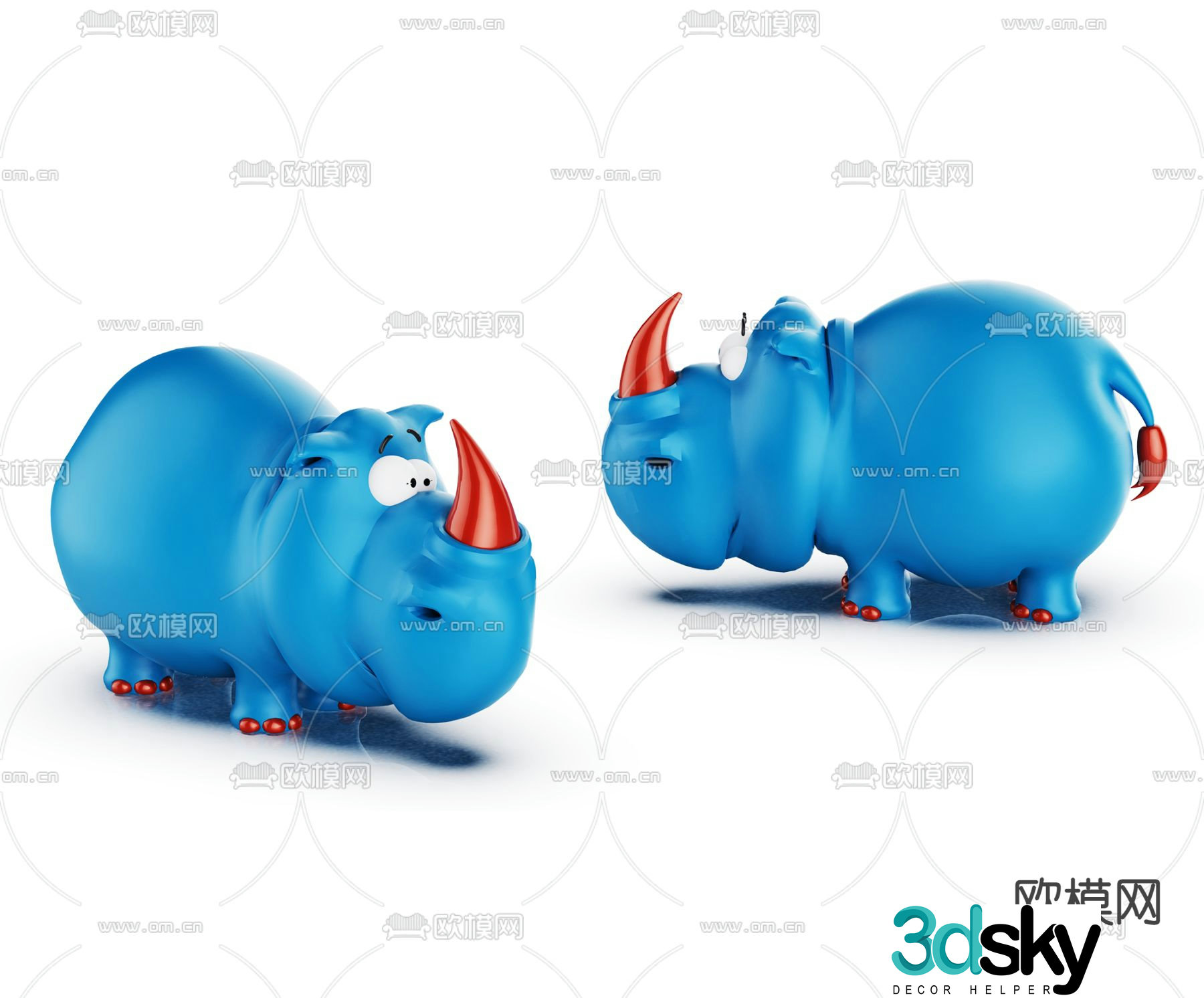 Modern rhino cartoon toy 3d model