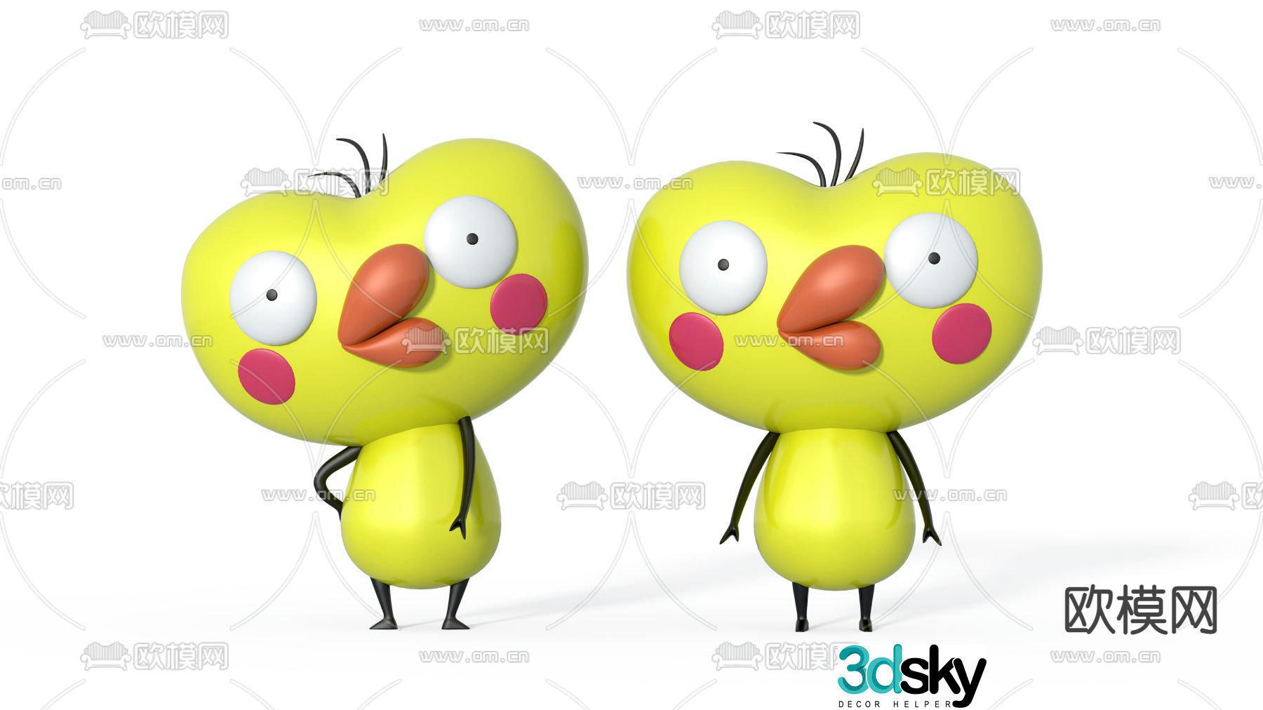Modern cartoon chick toy 3d model