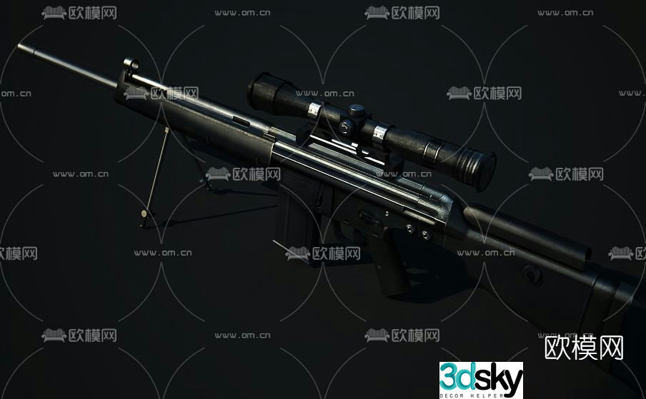 Modern sniper rifle free 3d model