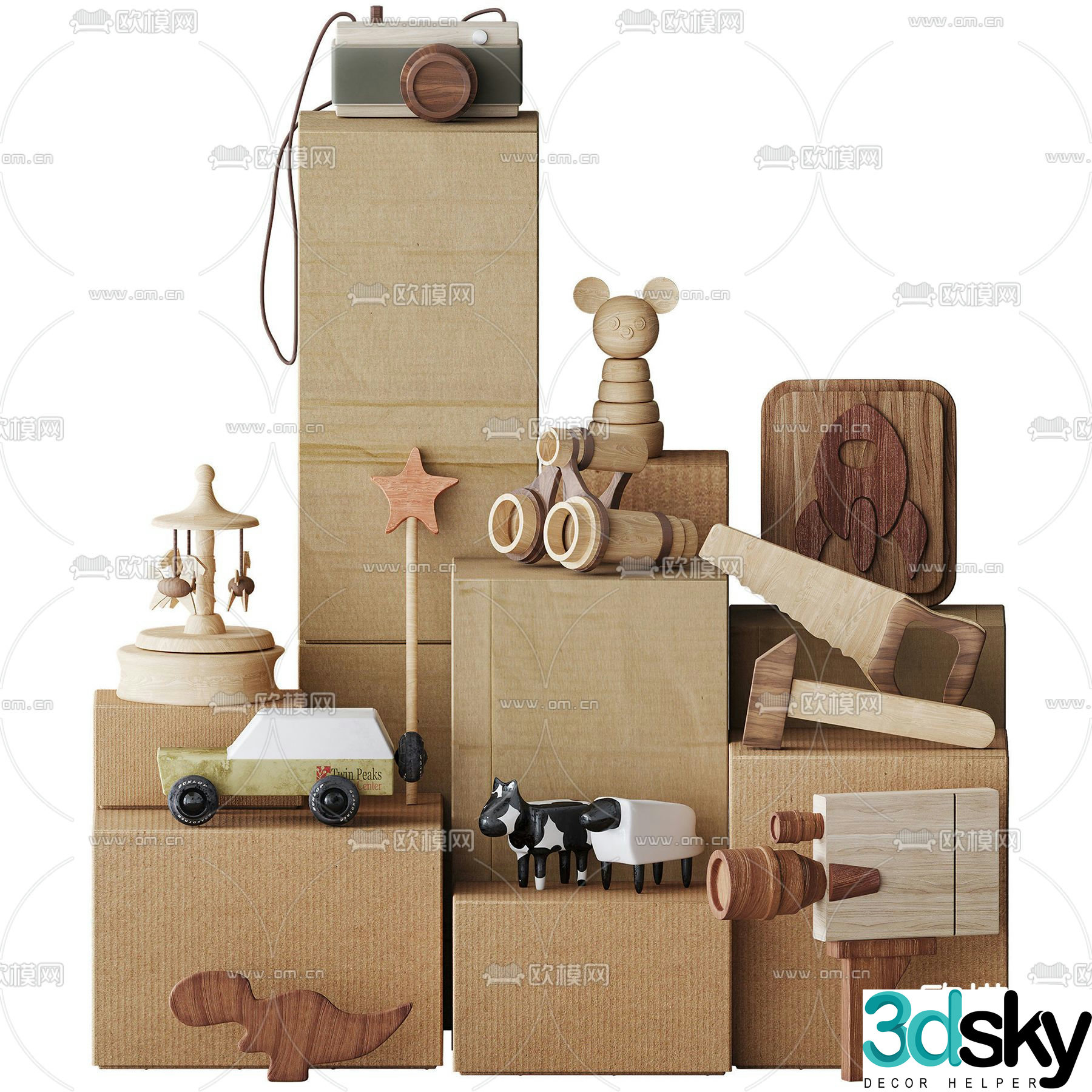 Modern building block handmade children’s toy 3d model