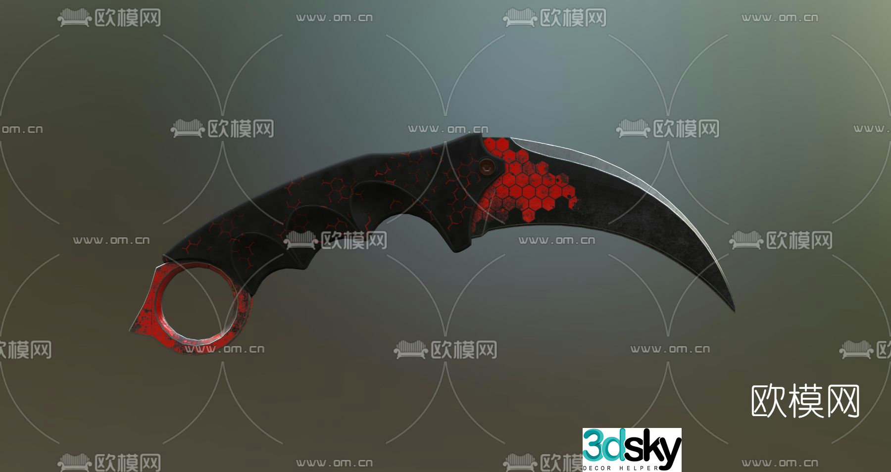 Modern claw knife free 3d model