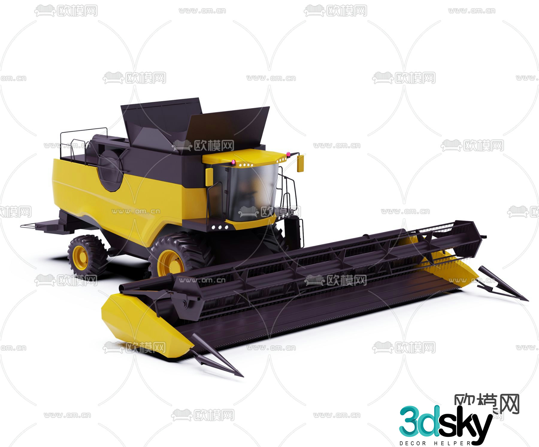 Modern farm large harvester 3d model