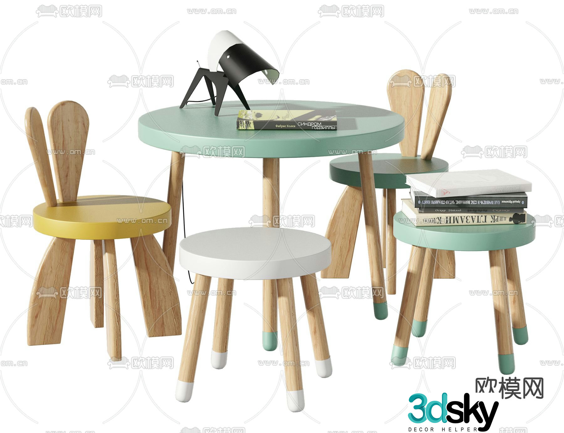 Modern children’s table and chair 3d model