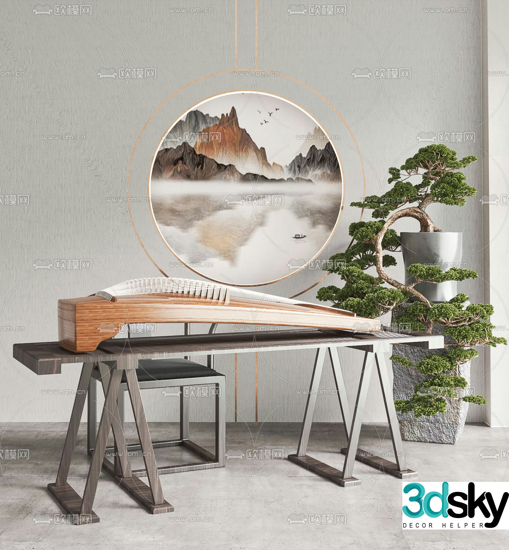 New Chinese guzheng 3d model