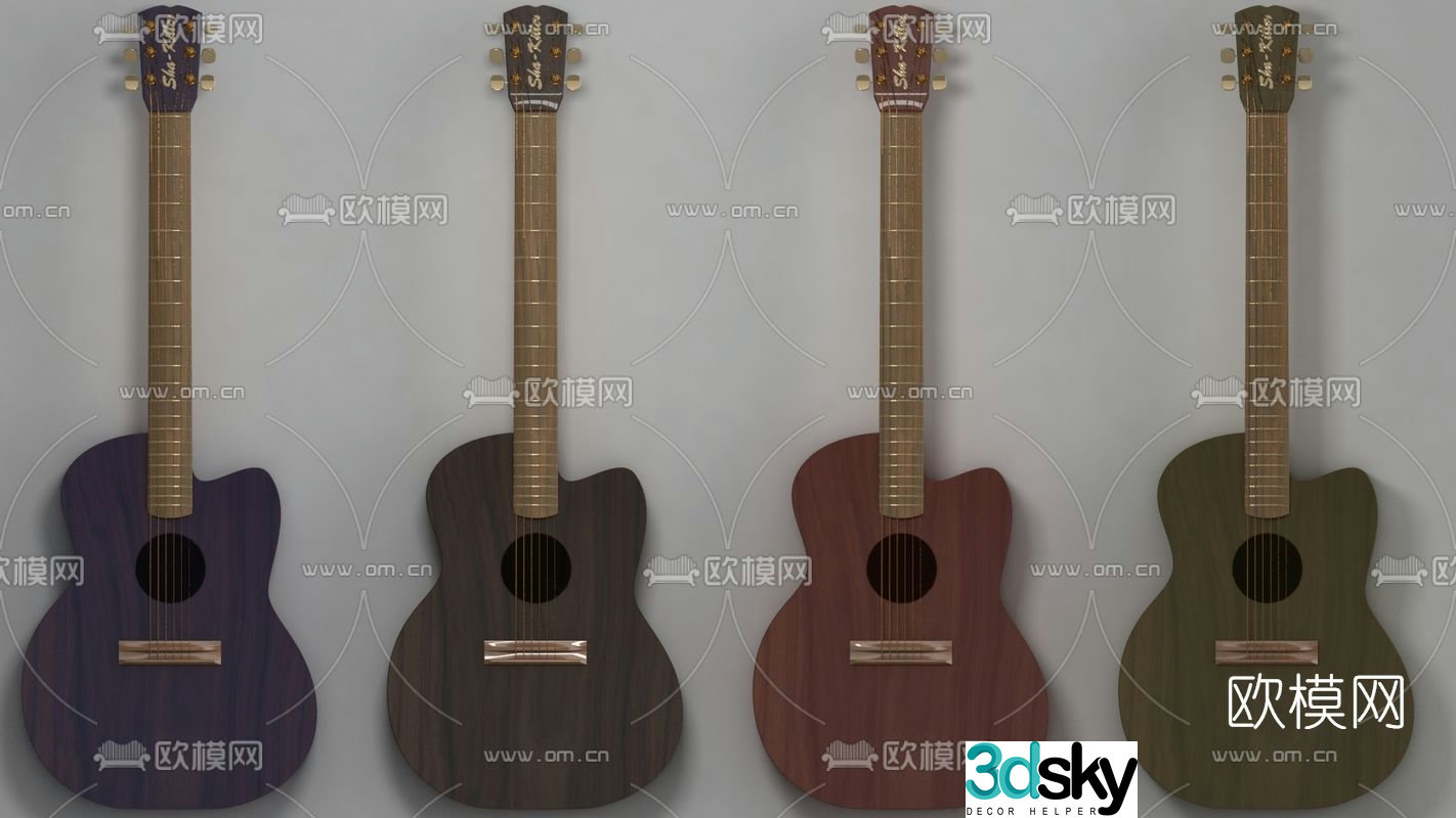 Modern guitar free 3d model