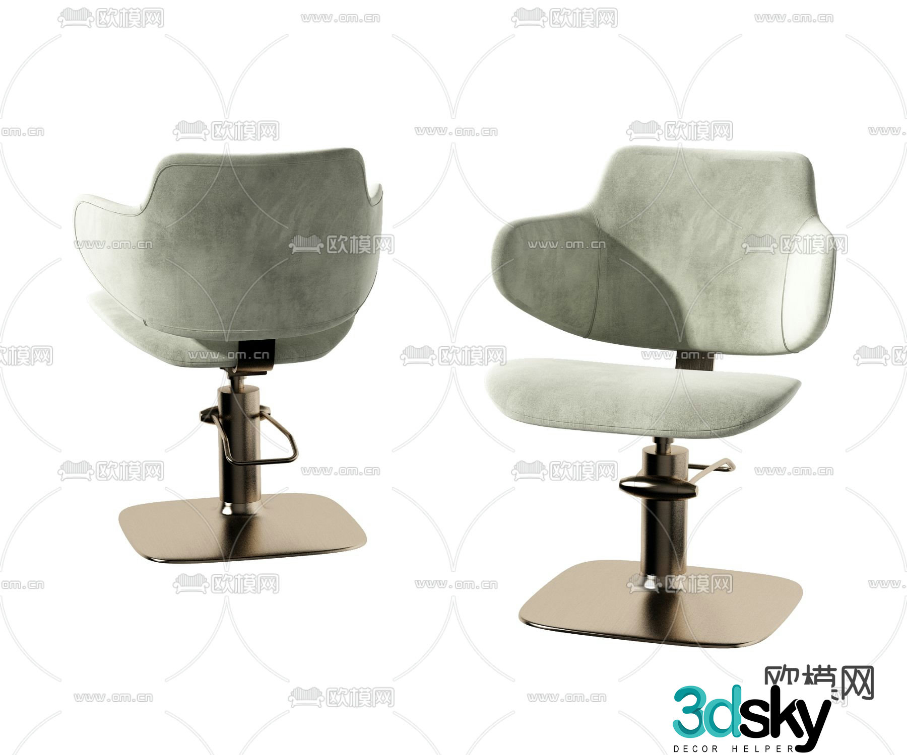 Modern fabric barber chair 3d model