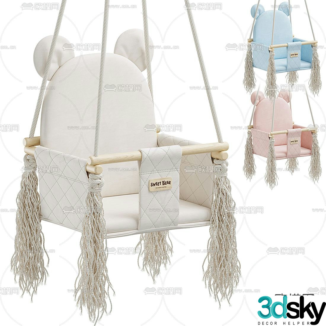 Modern children’s swing hanging chair 3d model